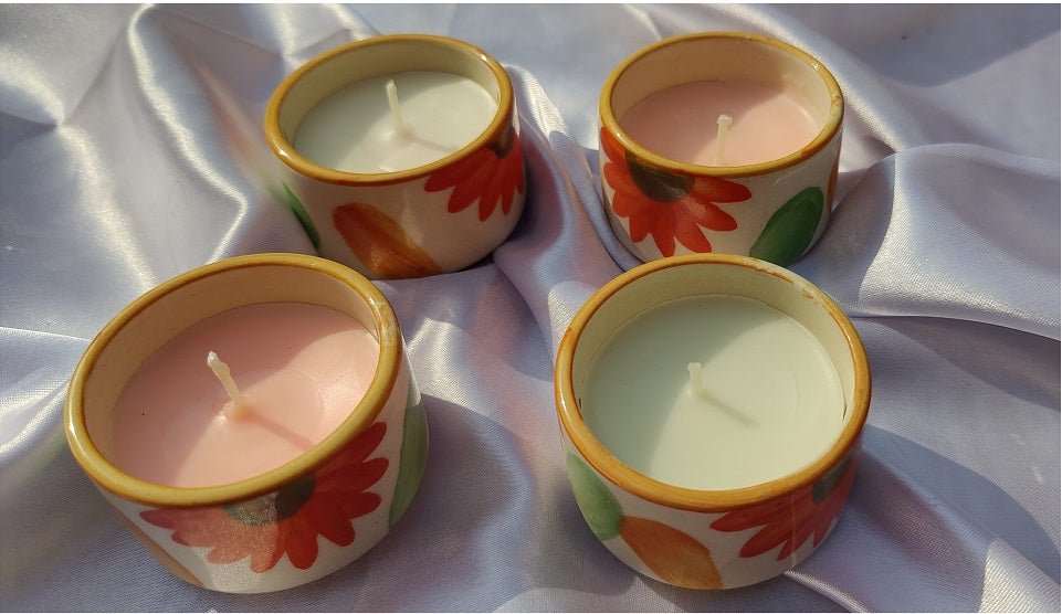 Handmade Scented Ceramic Soy Wax Candles (Set of 4)