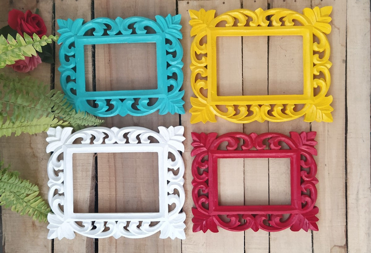Multicolor Vibrant Wall Decorative Wooden Frame (Set of 4)