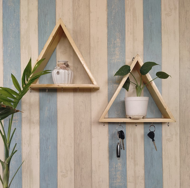 Keyholder cum Floating Wall Shelf (Set of 2)
