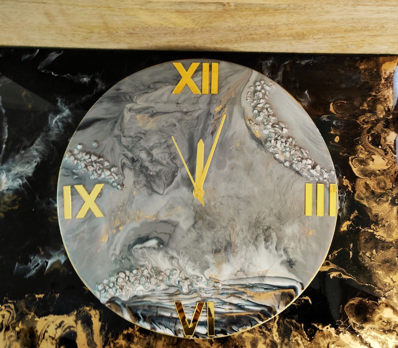 Grey Contemporary Resin Wall Clock (12")