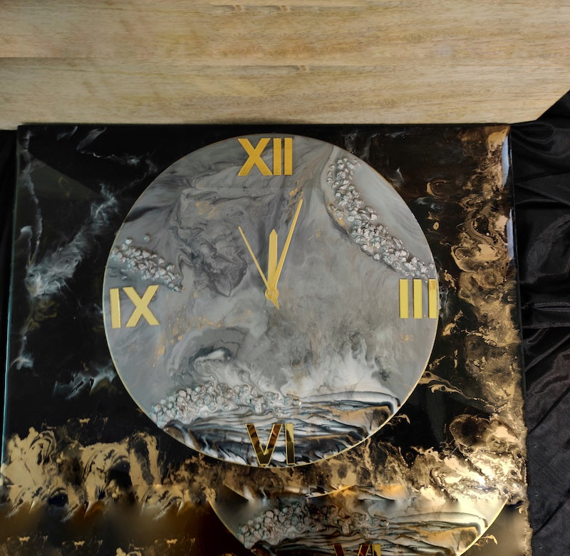 Grey Contemporary Resin Wall Clock (12")