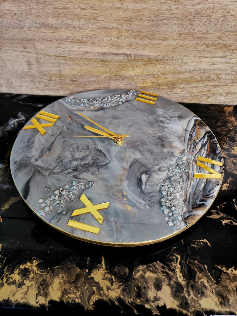 Grey Contemporary Resin Wall Clock (12")