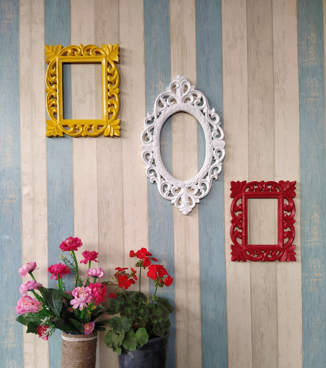 Multicolored Oval Rectangular Wall Decorative Frame Set