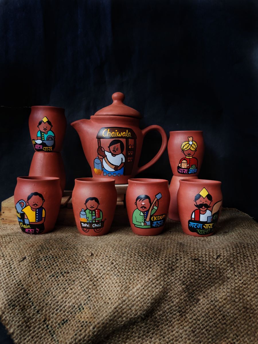 Terracotta Handpainted Chaiwala Tea Set