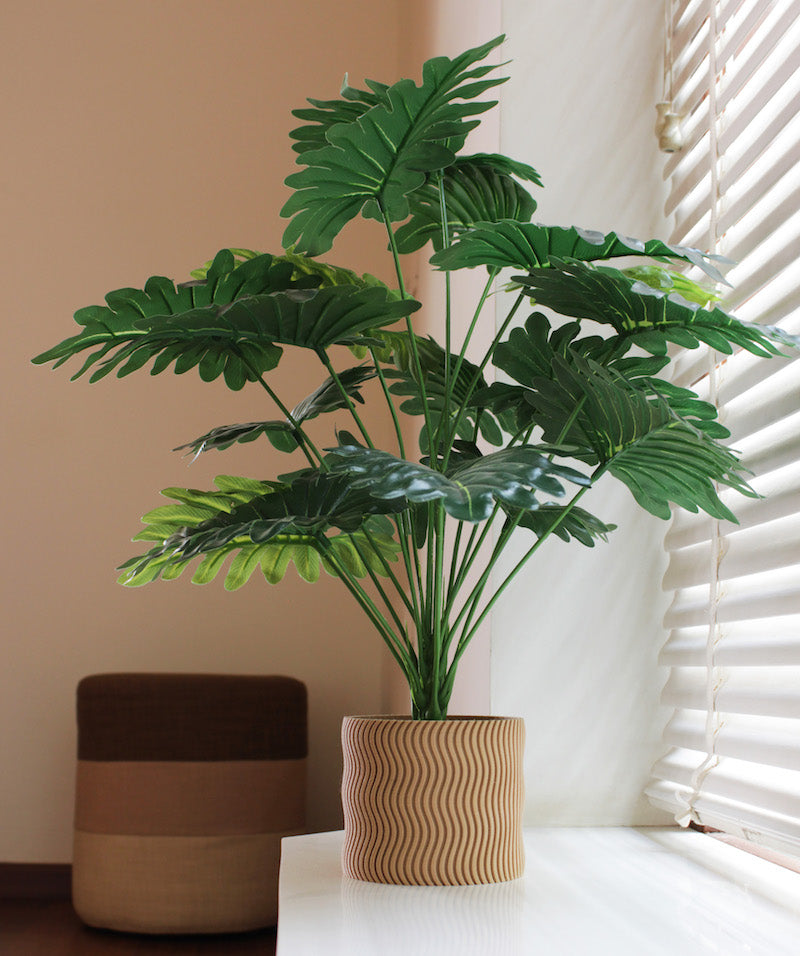 Curvy Indoor Planter with 3D Printed Wood Finish