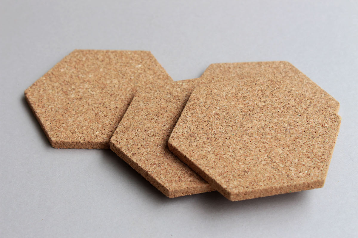 Hexagonal Natural Cork Coasters (Set of 6)