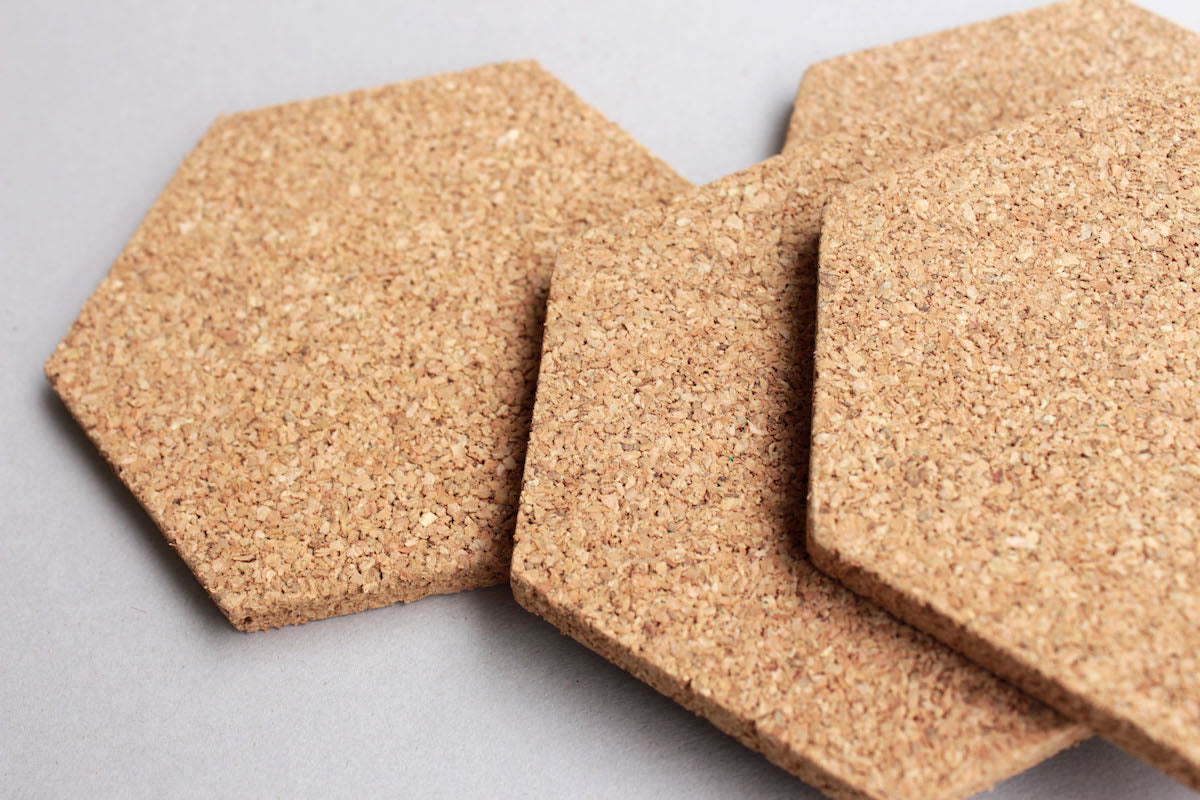 Hexagonal Natural Cork Coasters (Set of 6)