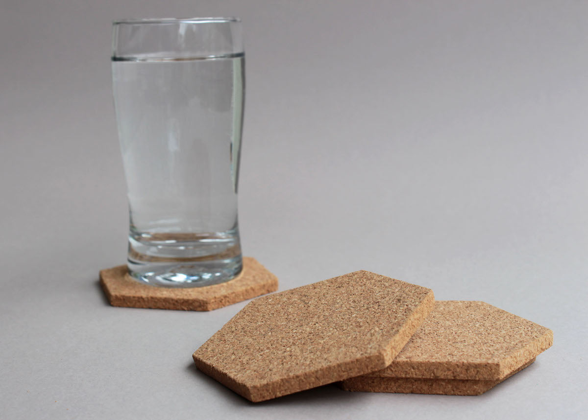 Hexagonal Natural Cork Coasters (Set of 6)
