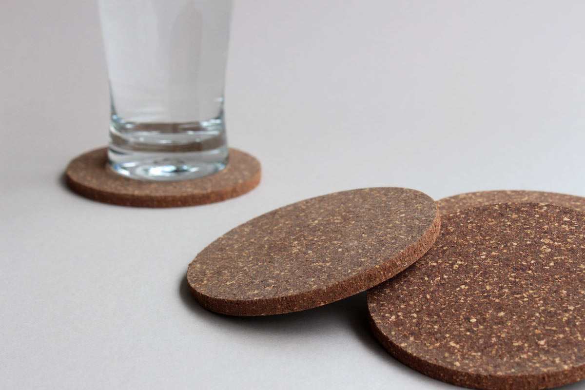 Dark Circular Natural Cork Coasters (Set of 6)