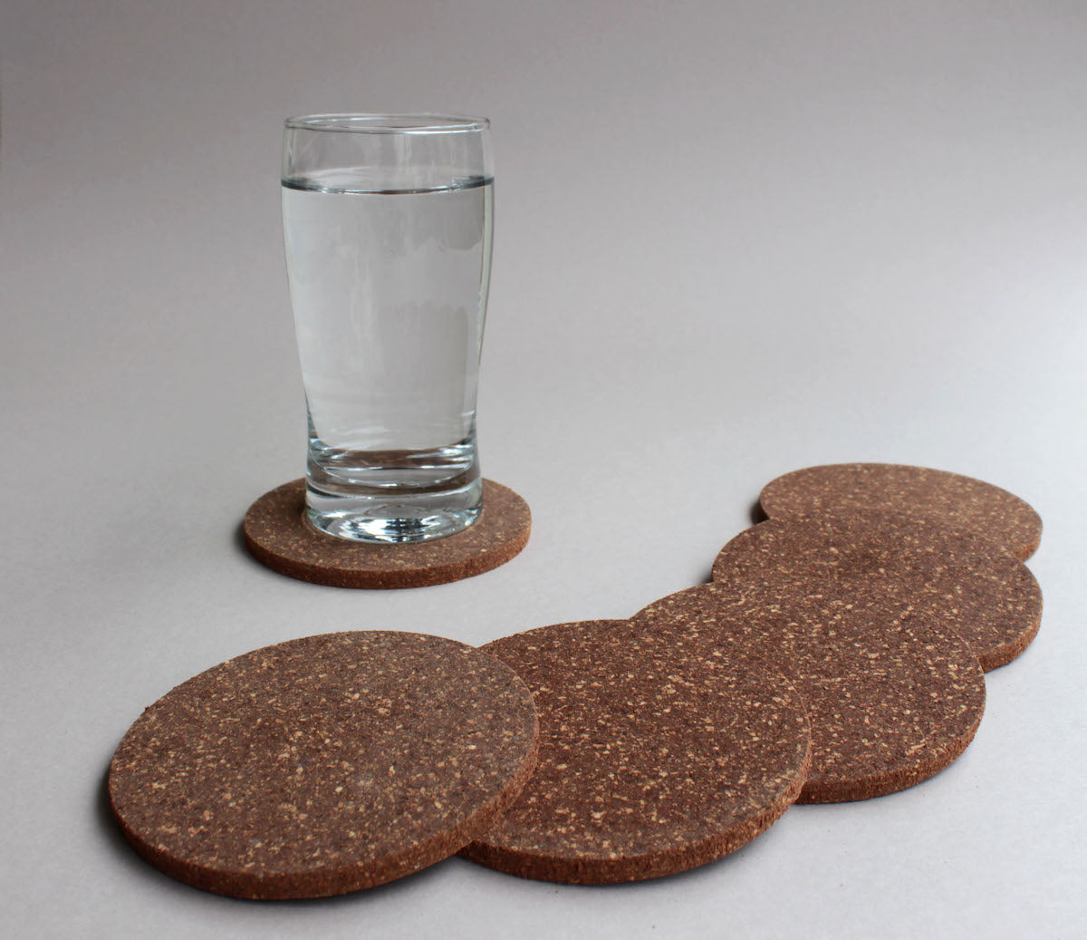 Dark Circular Natural Cork Coasters (Set of 6)