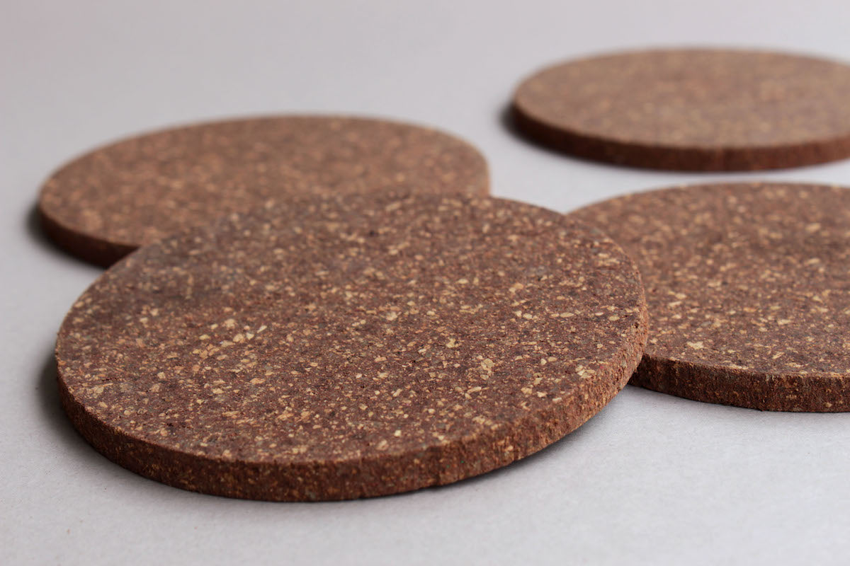 Dark Circular Natural Cork Coasters (Set of 6)