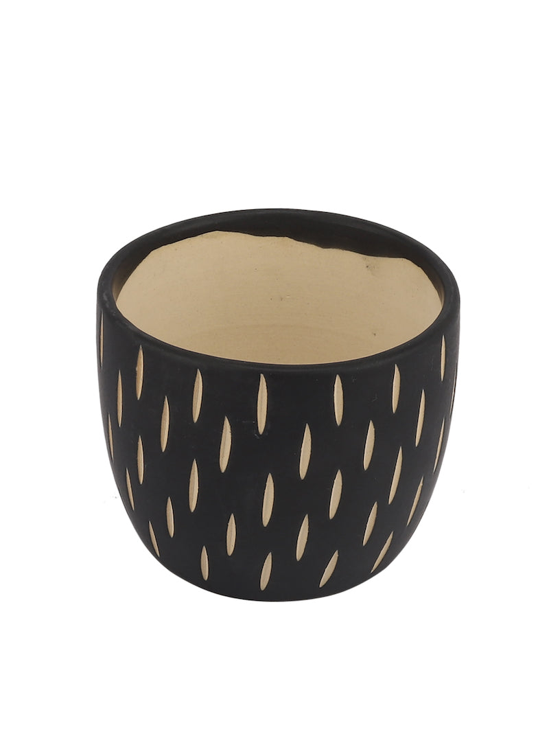 Black Ceramic Indoor Pots (Set of 2)