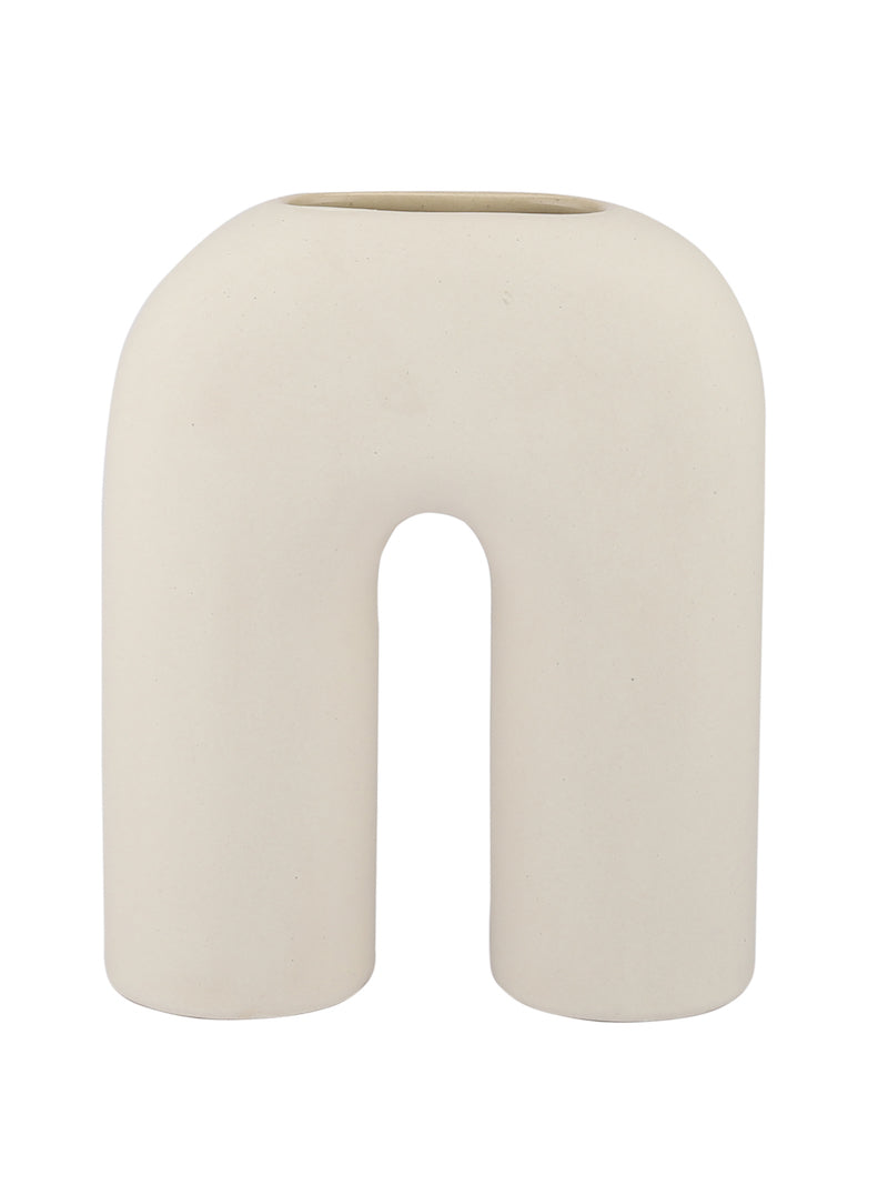 White U-Shape Decorative Vase
