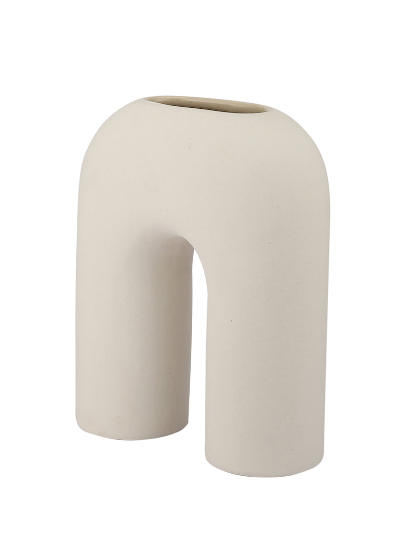 White U-Shape Decorative Vase