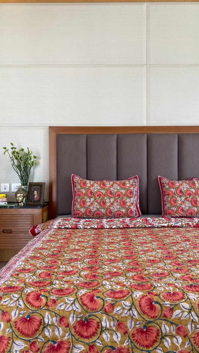 Lotus Reversible Quilted Bedcovers With Pillow Covers