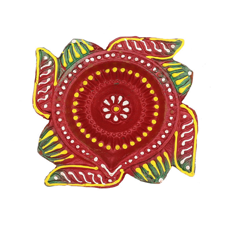Hand Painted Terracotta Clay Diya for Diwali (Set of 3)