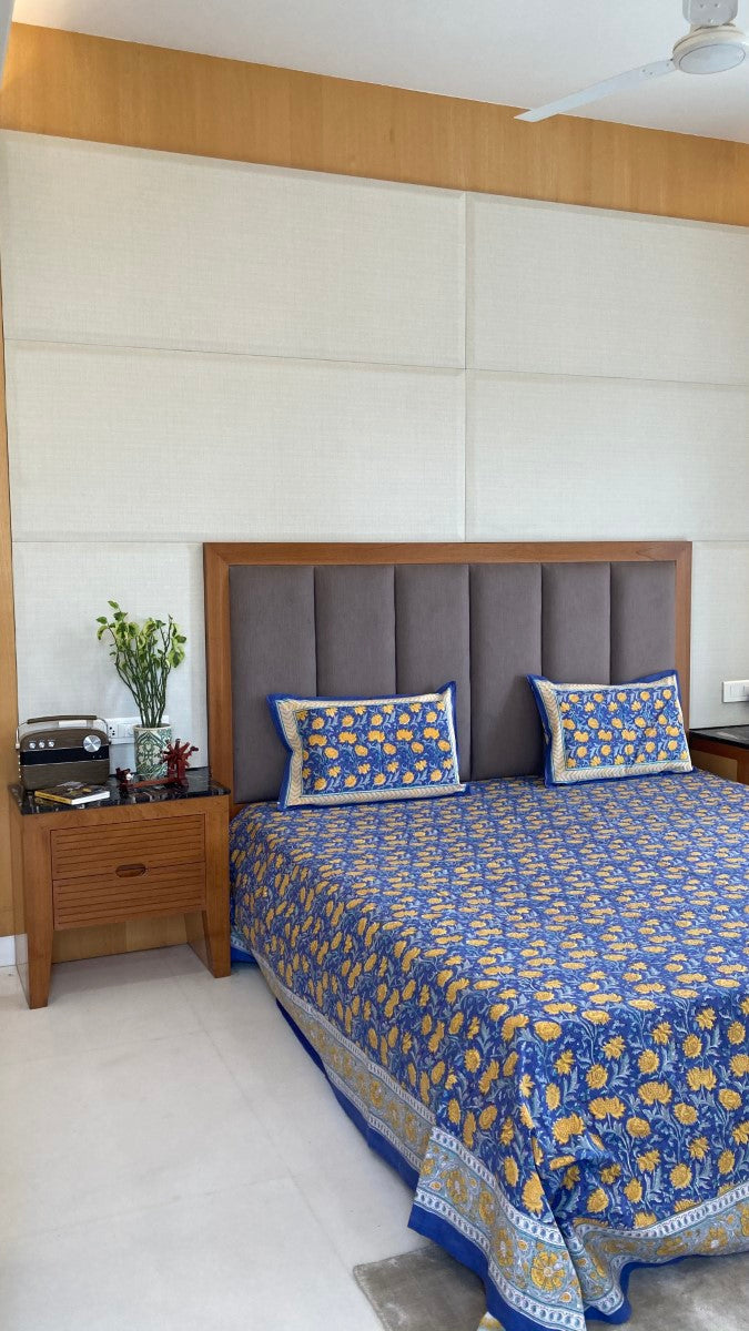 Yellow Sunflower In Blue Sky Bedsheet With Pillow Covers