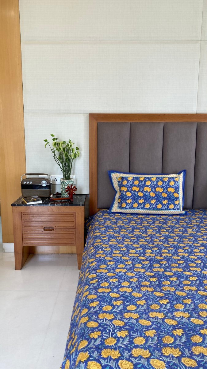 Yellow Sunflower In Blue Sky Bedsheet With Pillow Covers