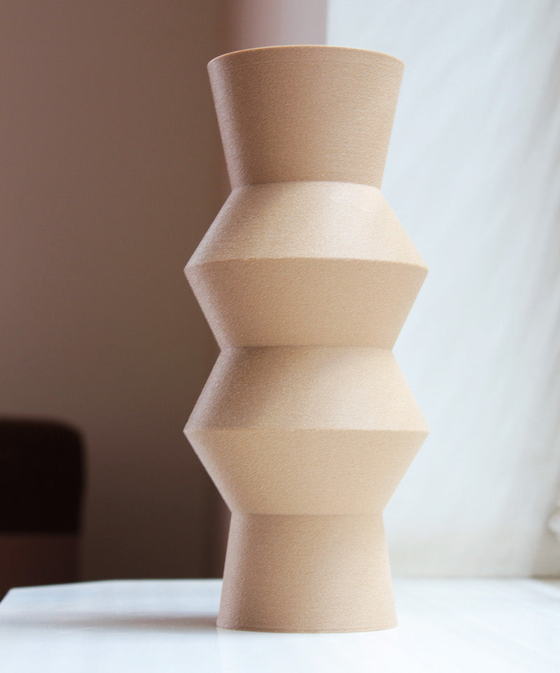Step Vase with Wood Finish