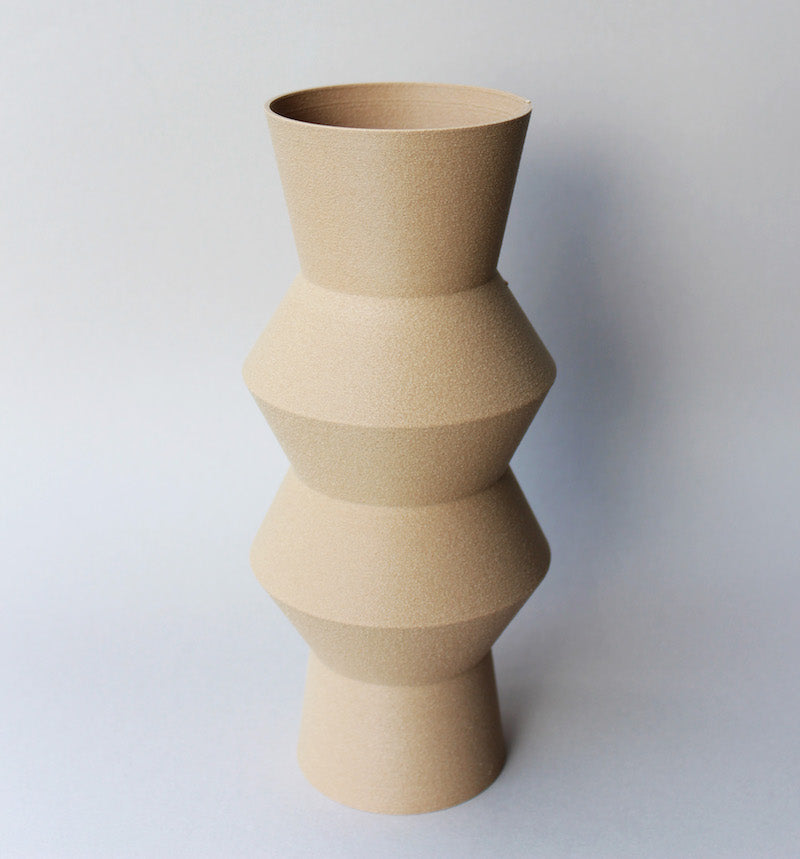 Step Vase with Wood Finish