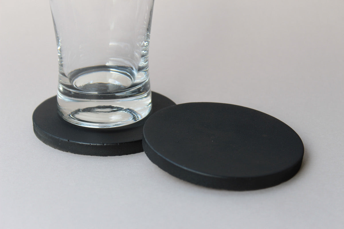 Matte Black Circular Concrete Coasters (Set of 4)