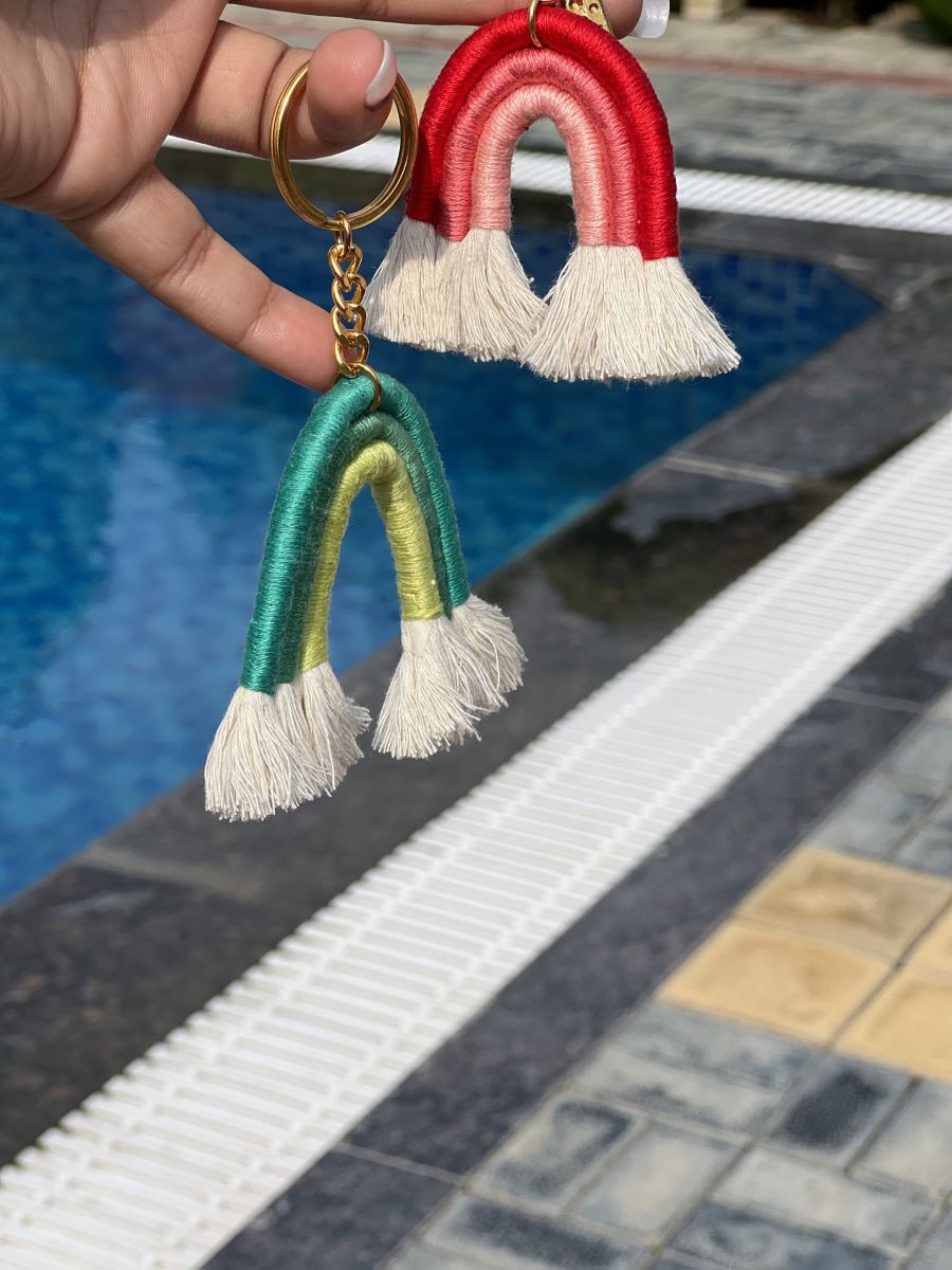 Macrame Handmade Rainbow Keychain (Set of 2/4)