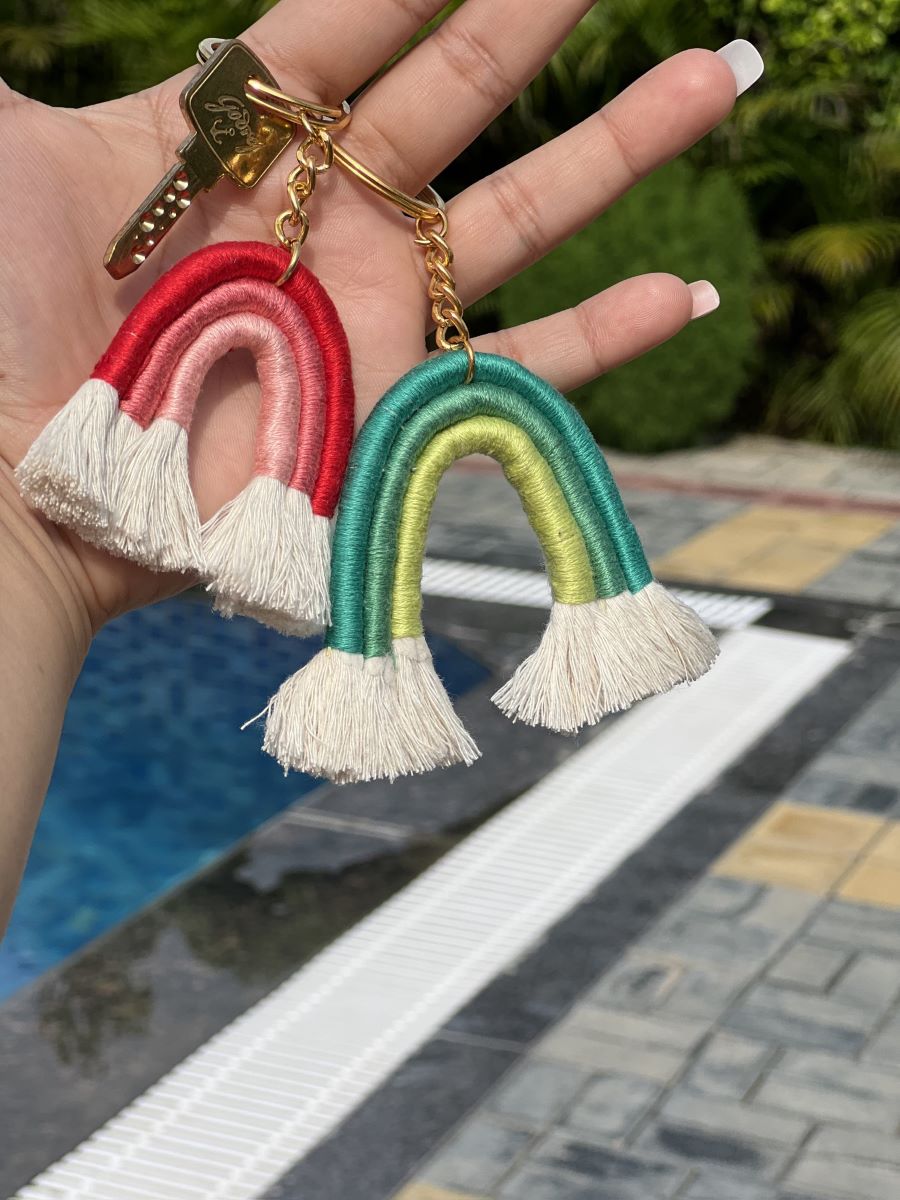 Macrame Handmade Rainbow Keychain (Set of 2/4)