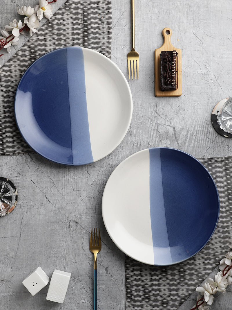 Ceramic Glossy Blue Dinner Plates (Set of 2)