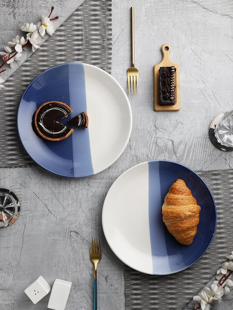 Ceramic Glossy Blue Dinner Plates (Set of 2)