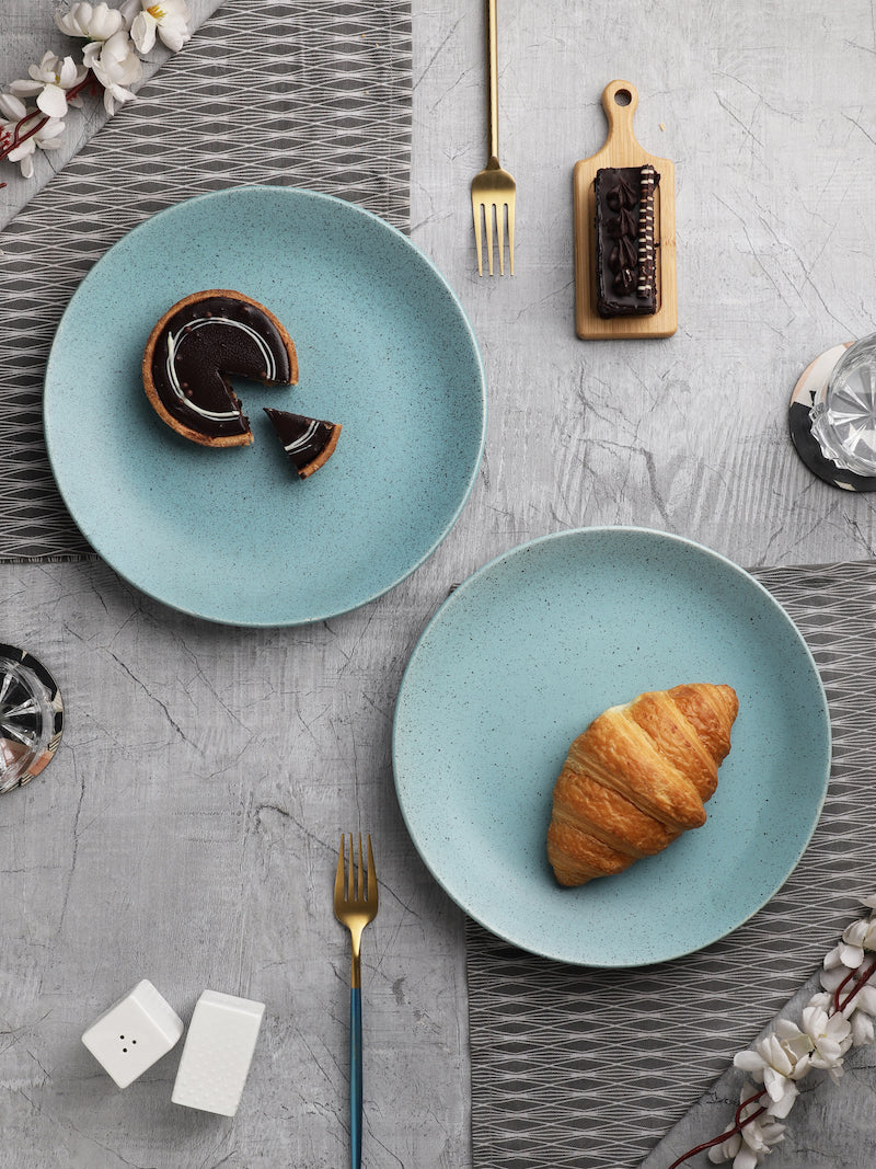 Blue Hand Glazed Studio Pottery Ceramic Plates (Set of 2)