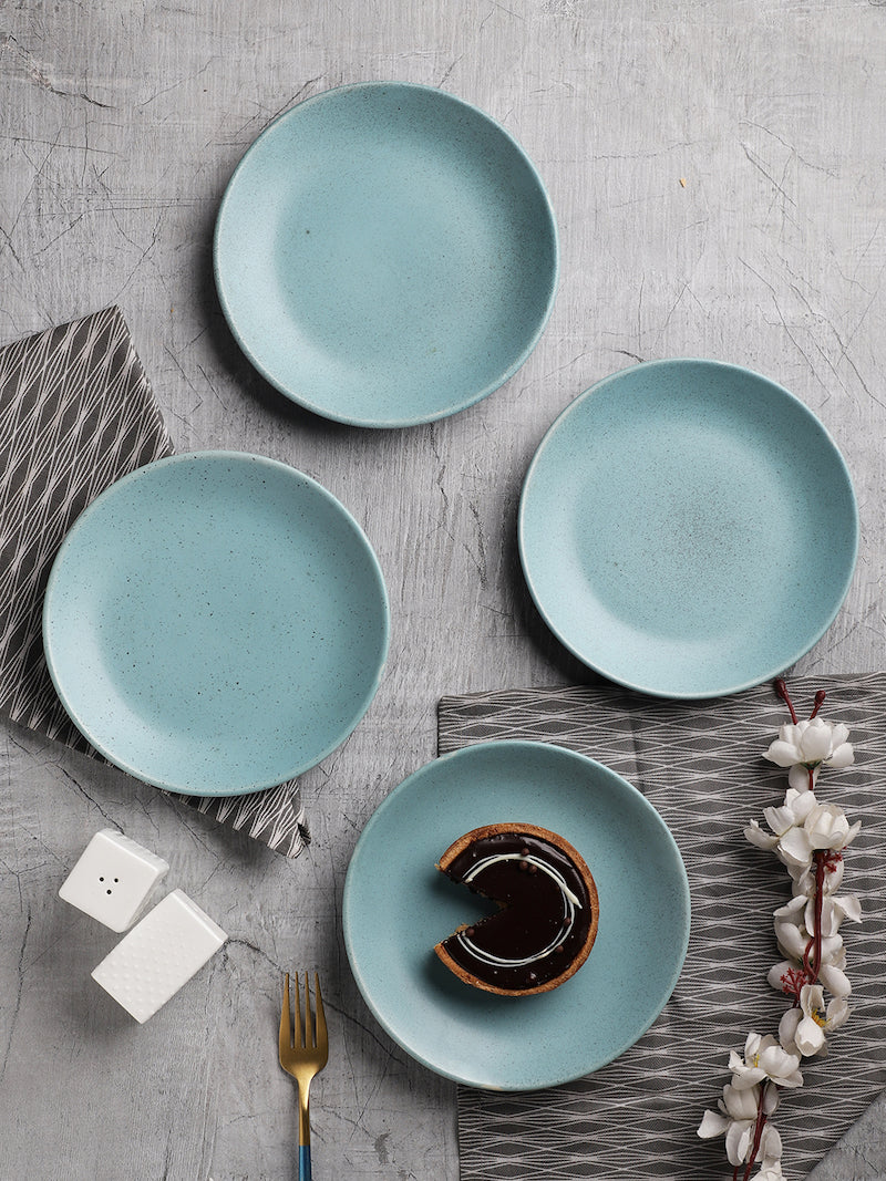 Turquoise Blue Ceramic Quarter Plates (Set of 4)