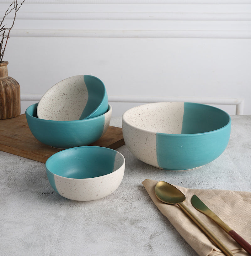 Blue Dual Tone Ceramic Bowl Set (Set of 4)