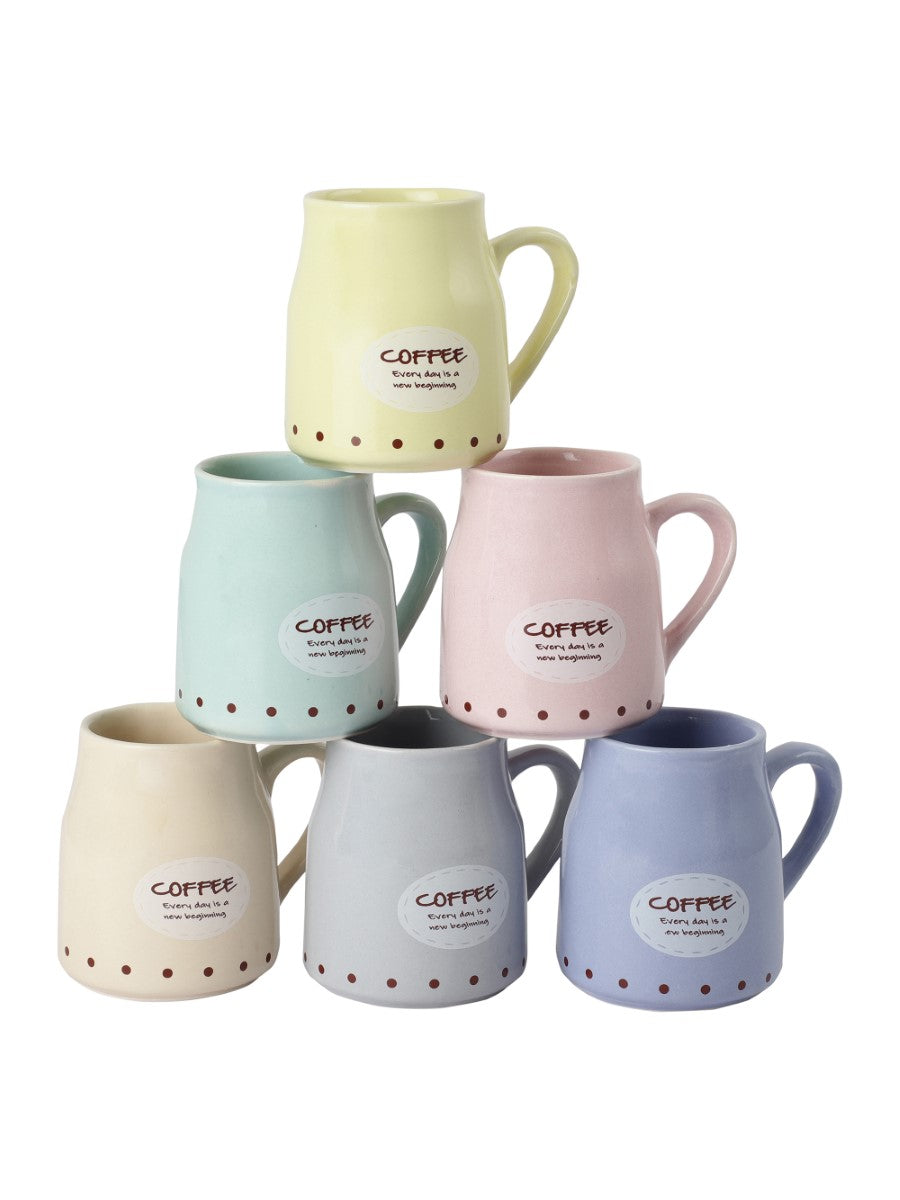 Handmade Ceramic Multicolor Coffee Mugs (Set of 6)