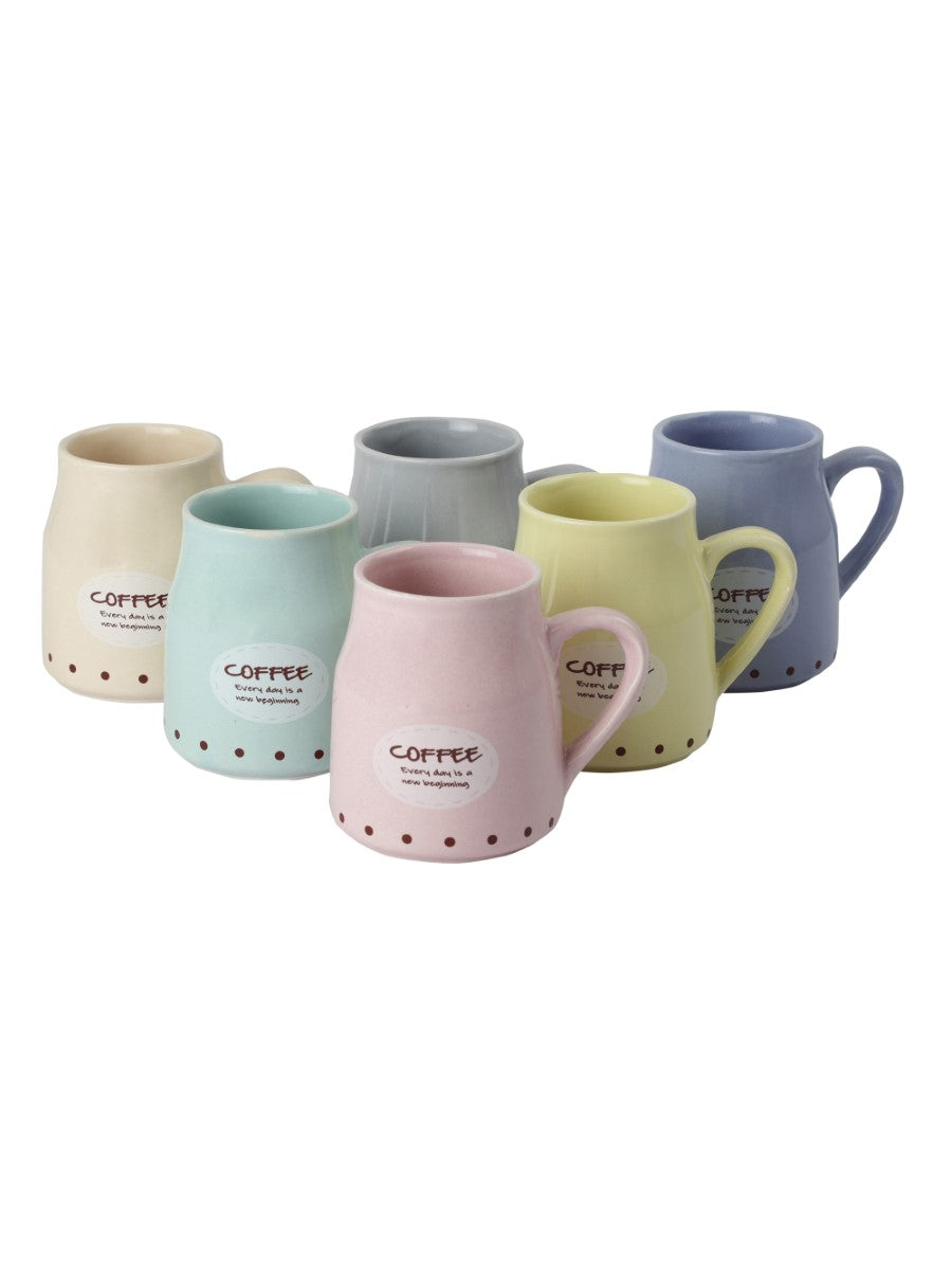 Handmade Ceramic Multicolor Coffee Mugs (Set of 6)