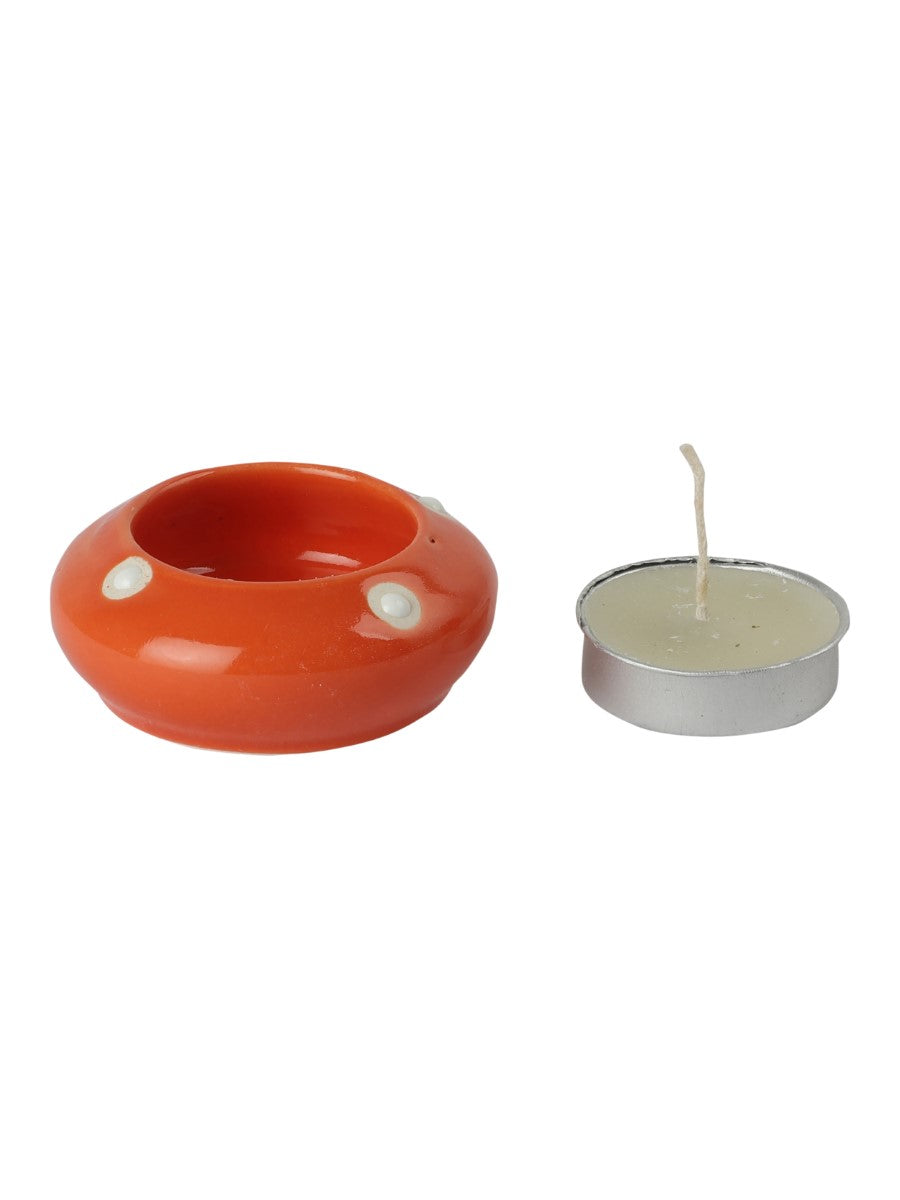 Multicolour Ceramic Diya Diwali Gift Box with Tea Lights (Set of 6)