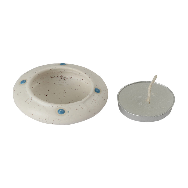 White Ceramic Diya Diwali Gift Box with Tea Lights (Set of 6)