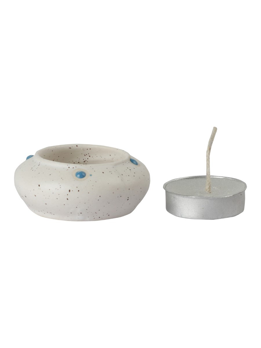 White Ceramic Diya Diwali Gift Box with Tea Lights (Set of 6)