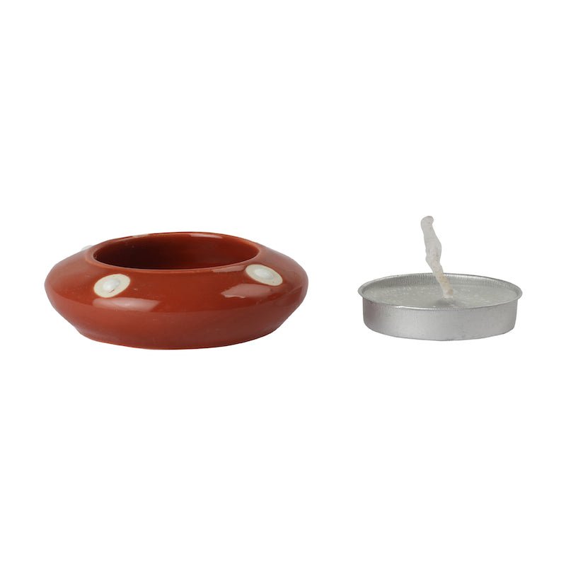 Maroon Ceramic Diya Diwali Gift Box with Tea Lights (Set of 6)