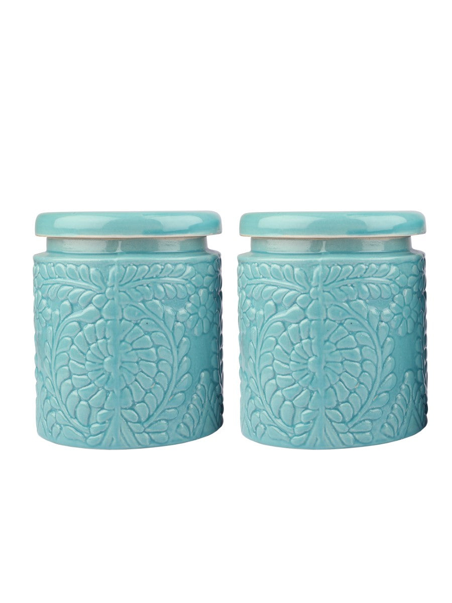 Blue Ceramic Kitchen Storage Canisters (Set of 2)