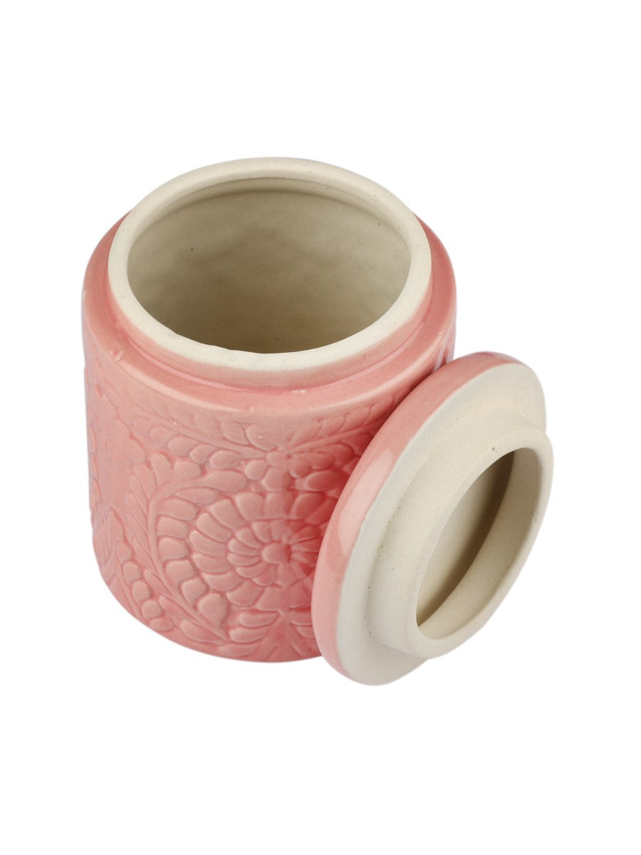 Pink Ceramic Kitchen Storage Canisters (Set of 2)