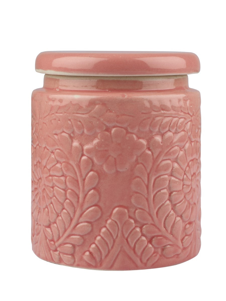 Pink Ceramic Kitchen Storage Canisters (Set of 2)
