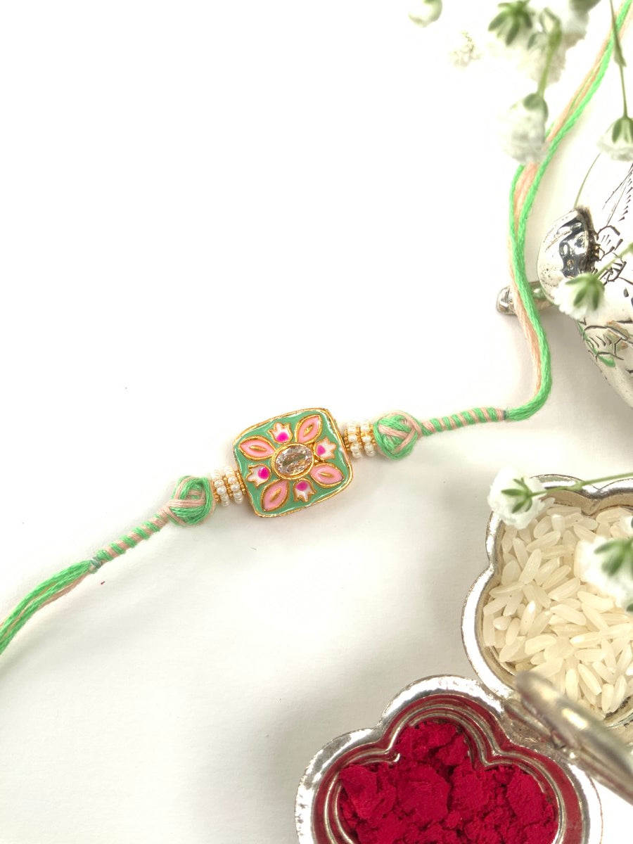 Meenakari Hand Painted Bhaiya Bhabhi Rakhi Set