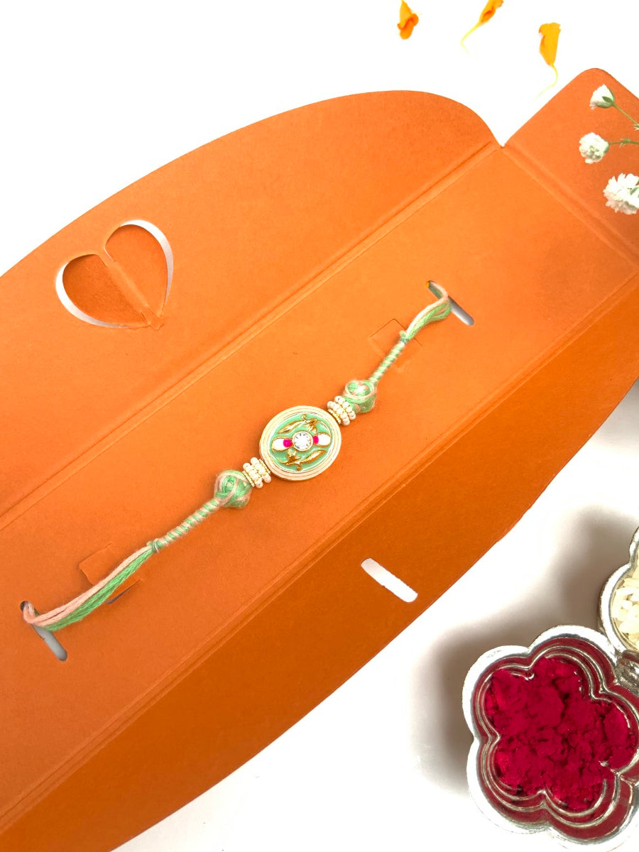 Meenakari Hand Painted Bhaiya Bhabhi Rakhi Set