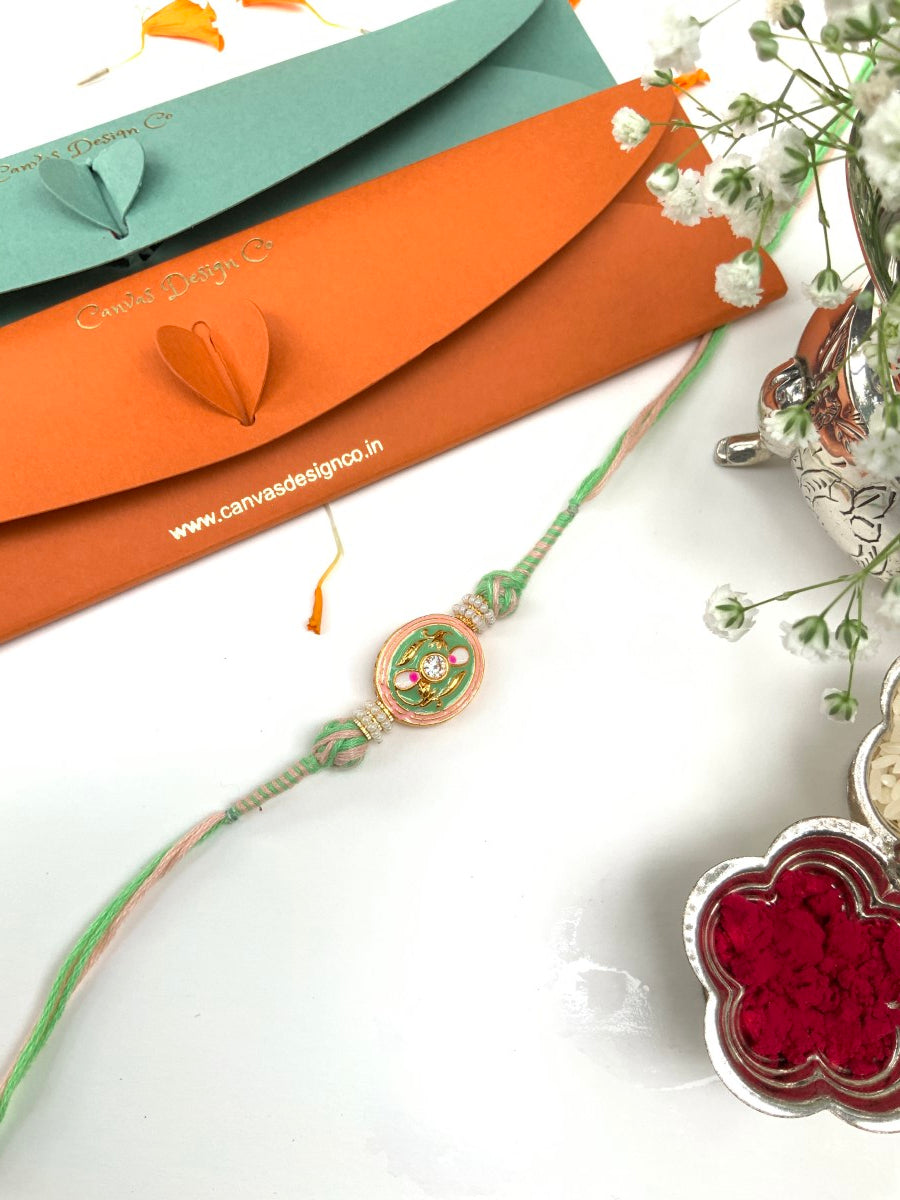 Meenakari Hand Painted Bhaiya Bhabhi Rakhi Set
