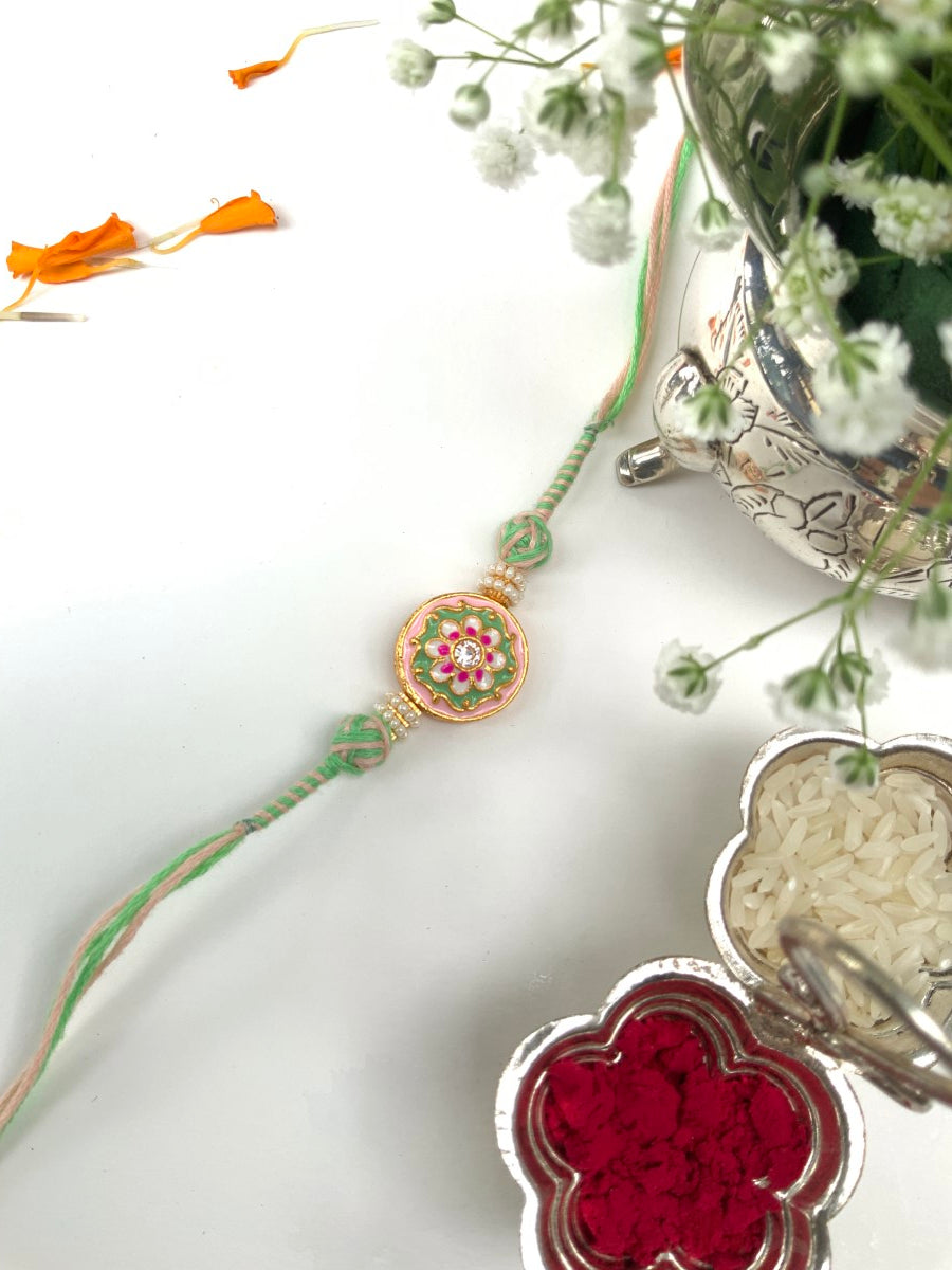 Meenakari Hand Painted Bhaiya Bhabhi Rakhi Set