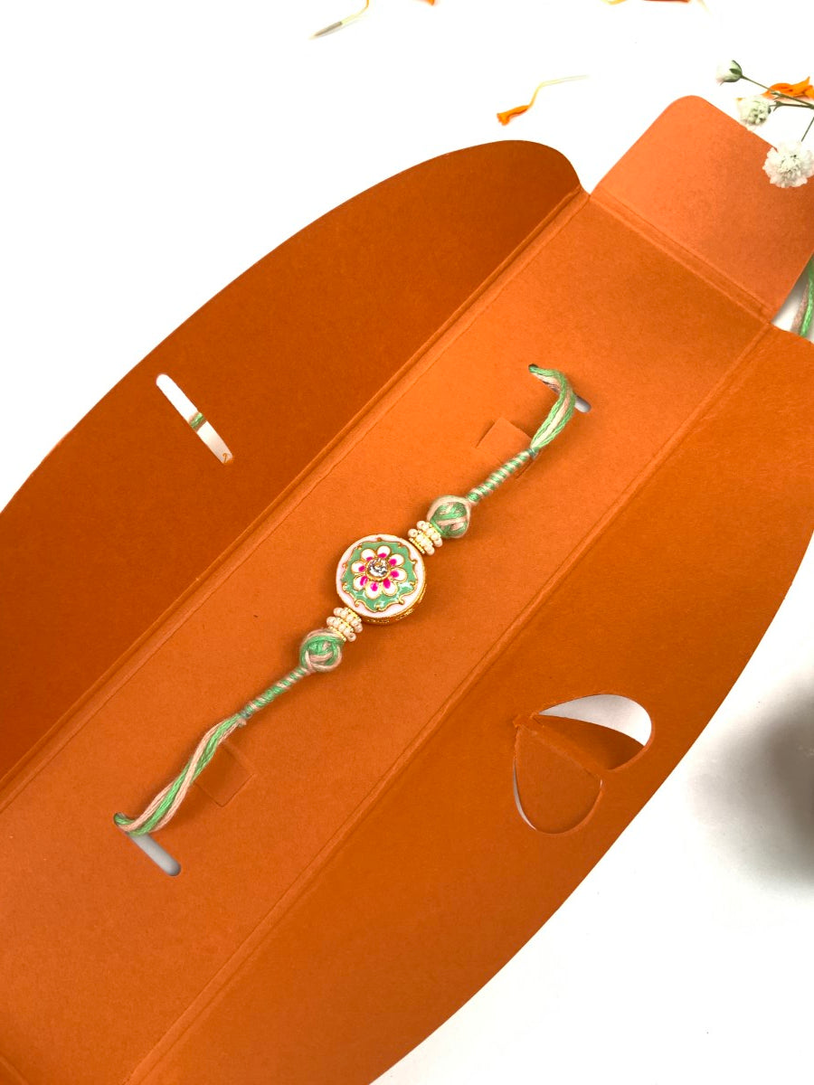 Meenakari Hand Painted Bhaiya Bhabhi Rakhi Set