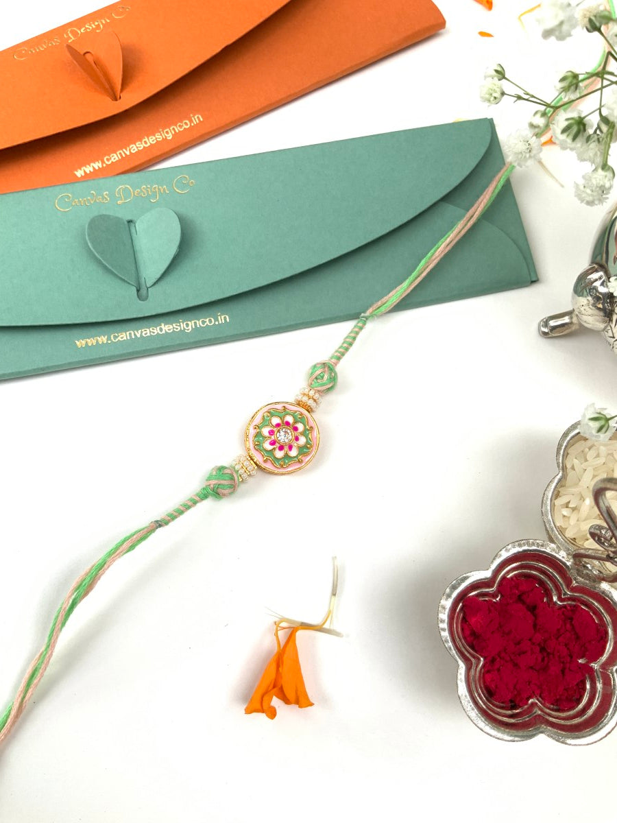 Meenakari Hand Painted Bhaiya Bhabhi Rakhi Set