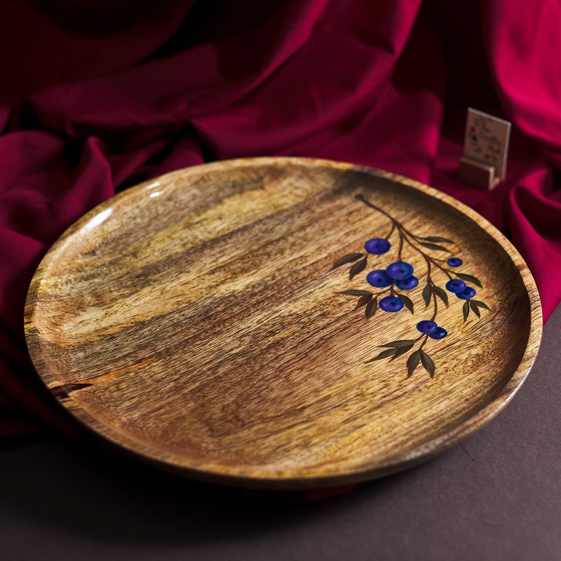 Berrylicious Brown Handpainted Wooden Platter