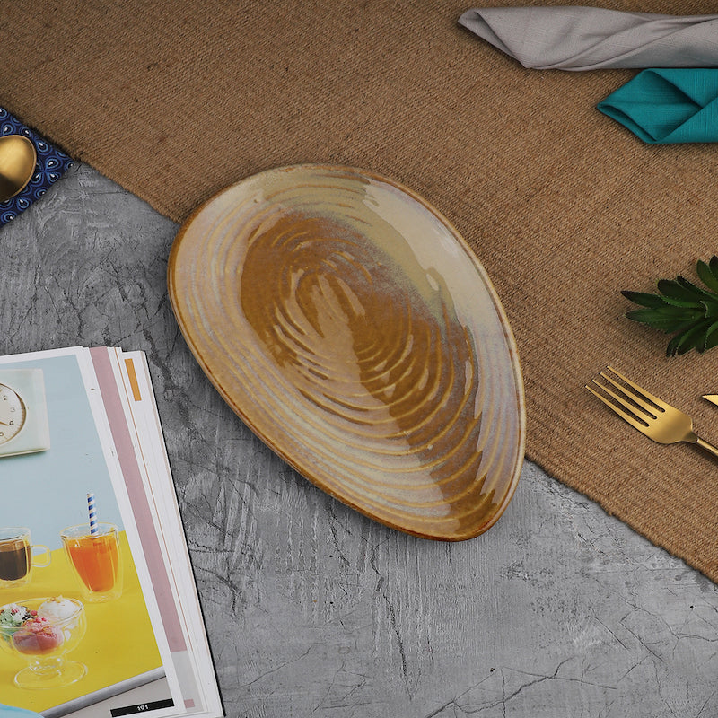 Ceramic Almond Serving Platter (Set of 1)
