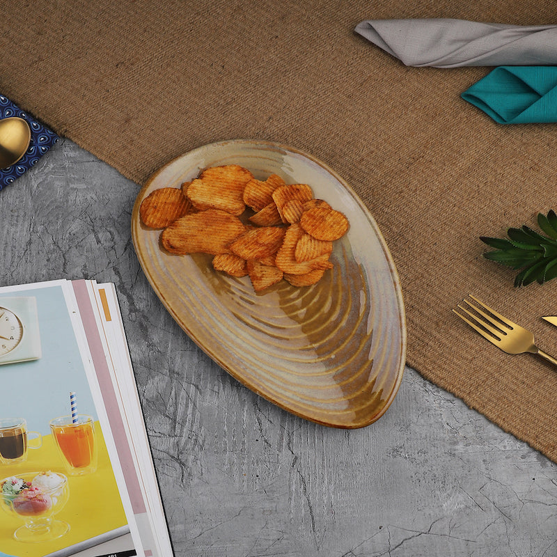 Ceramic Almond Serving Platter (Set of 1)